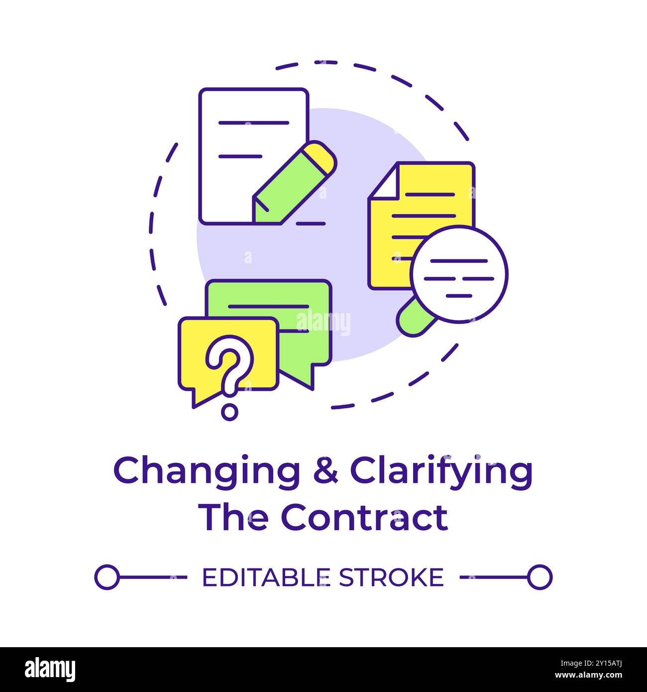 Changing and clarifying the contract multi color concept icon Stock Vector