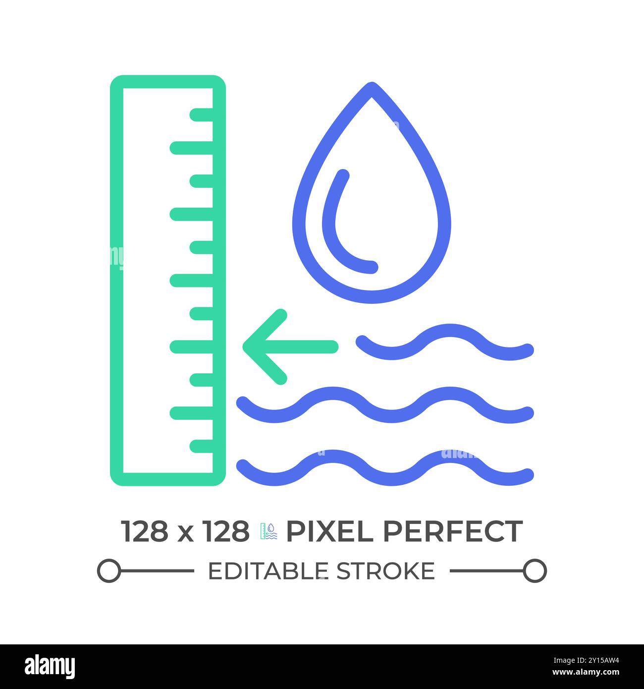 Groundwater level two color line icon Stock Vector