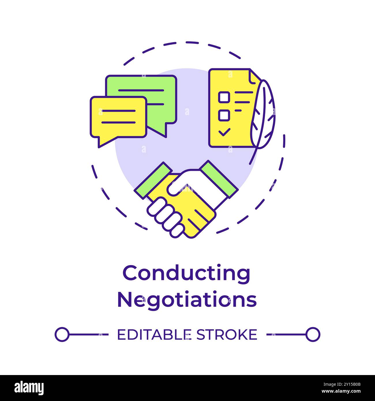 Conducting negotiations multi color concept icon Stock Vector