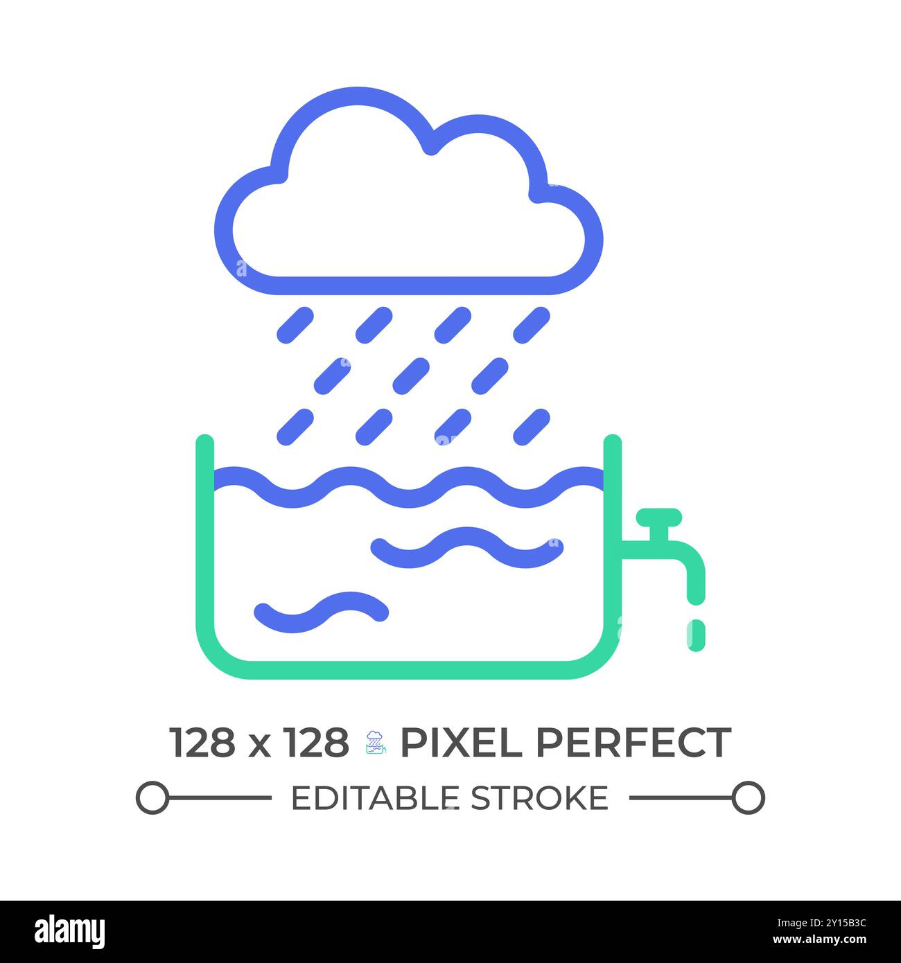 Rain water two color line icon Stock Vector
