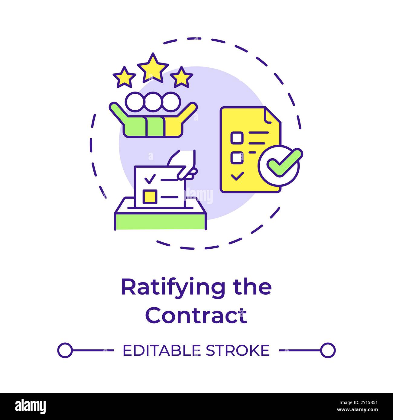Ratifying the contract multi color concept icon Stock Vector