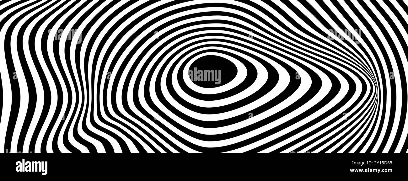 Psychedelic pattern with curvy black and white stripes. Hypnotic ...