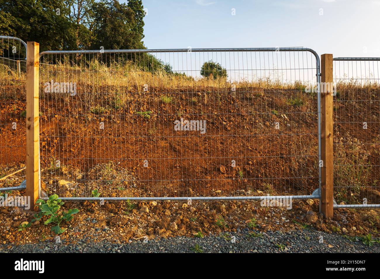 Fence around new build house development estate in england uk Stock ...