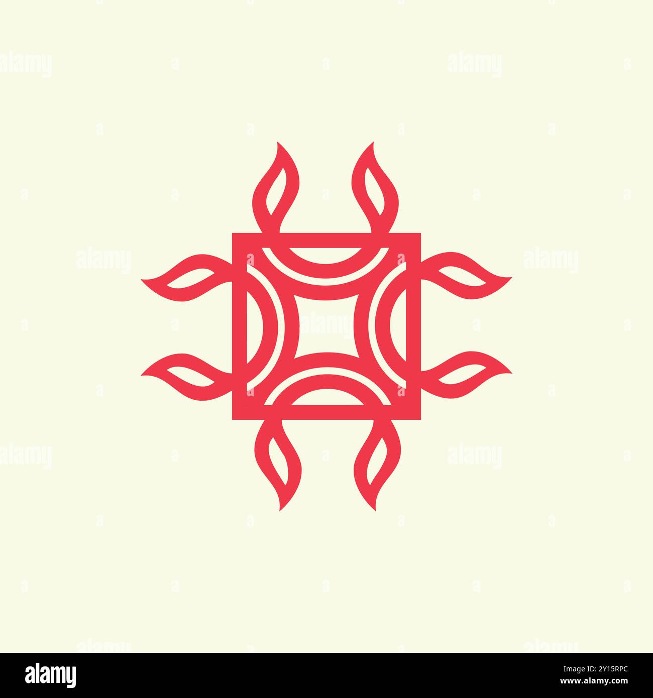 Red Flame Mandala Tribal Logo Design Stock Vector