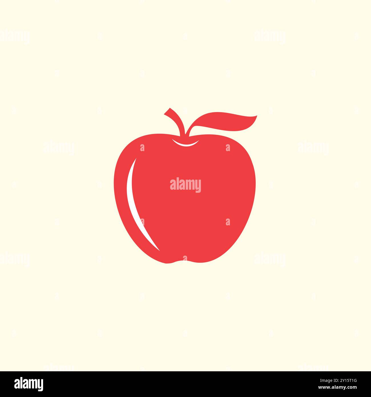 Red Apple Flat Logo Design Stock Vector