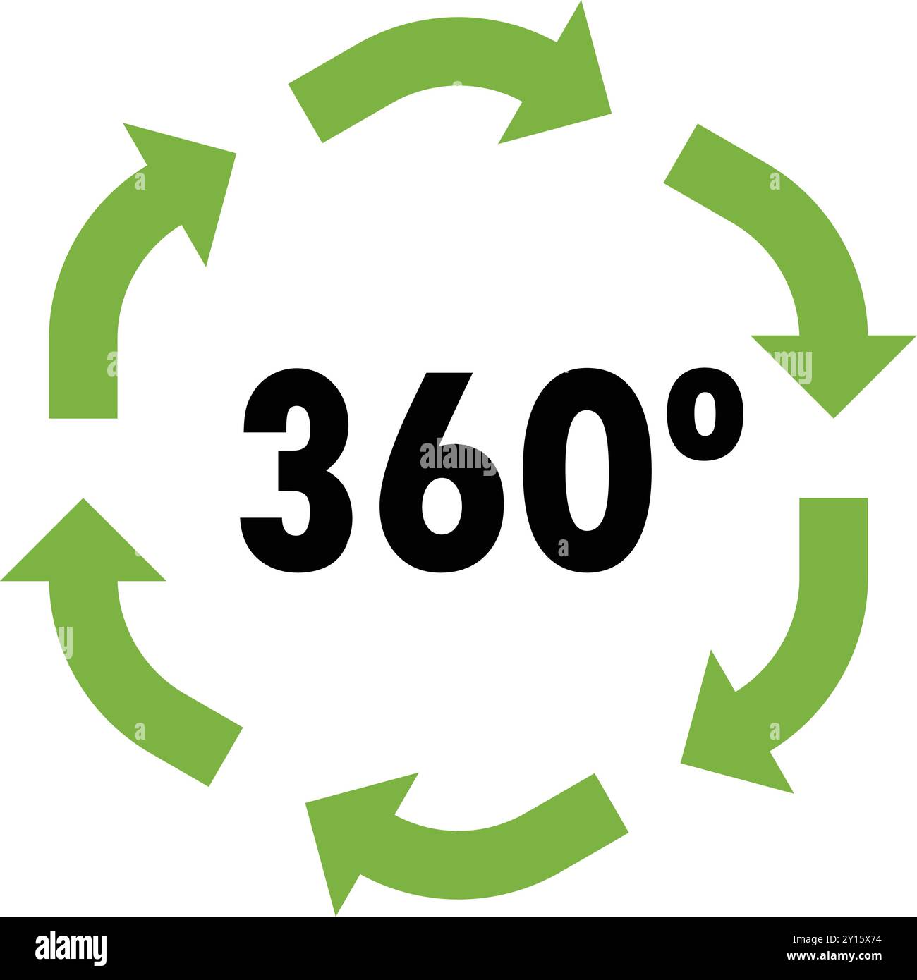 Green arrows are rotating 360 degrees forming a circle, symbolizing a ...