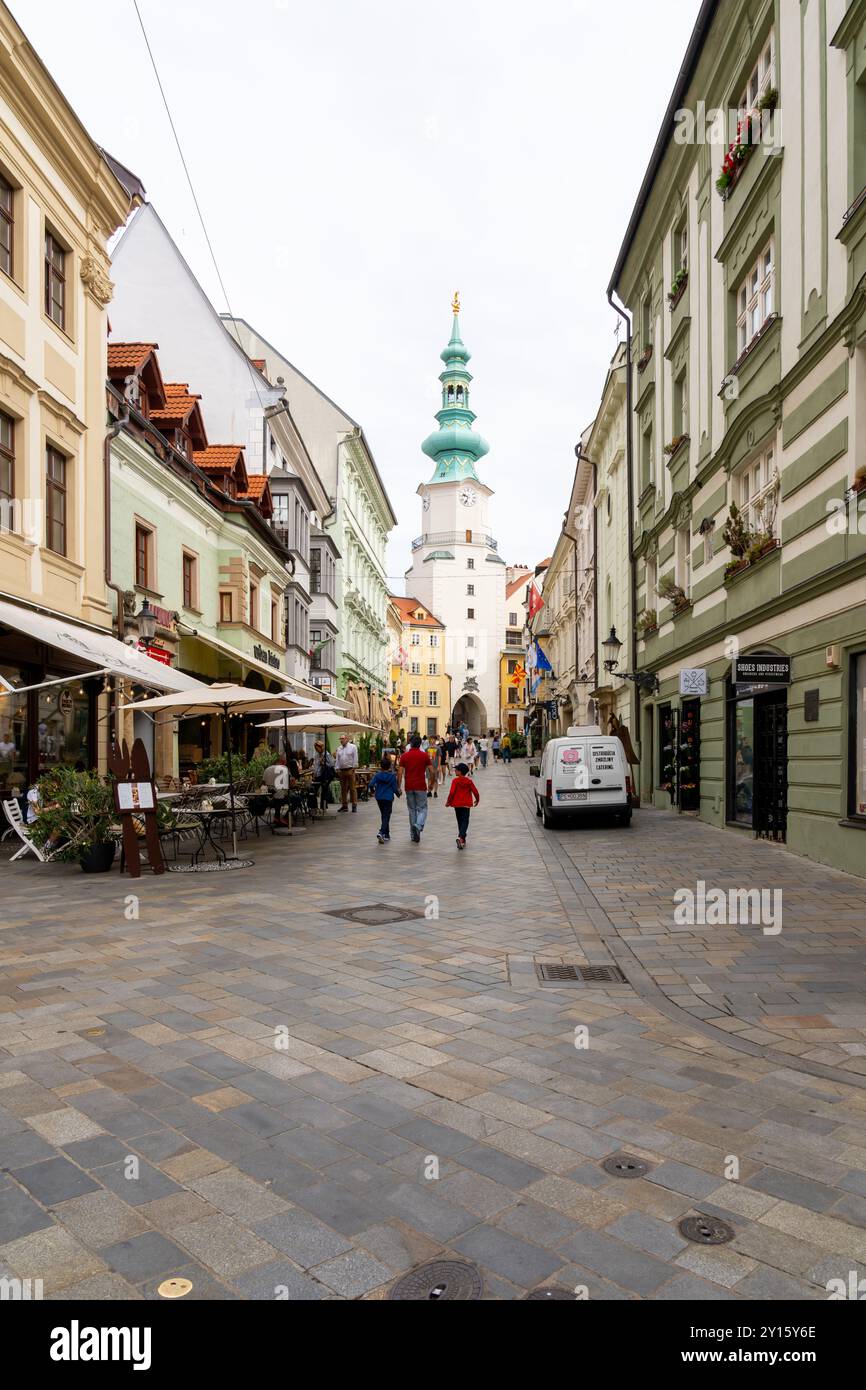 Street view of Old Town in Bratislava, Slovakia. Stock Photo