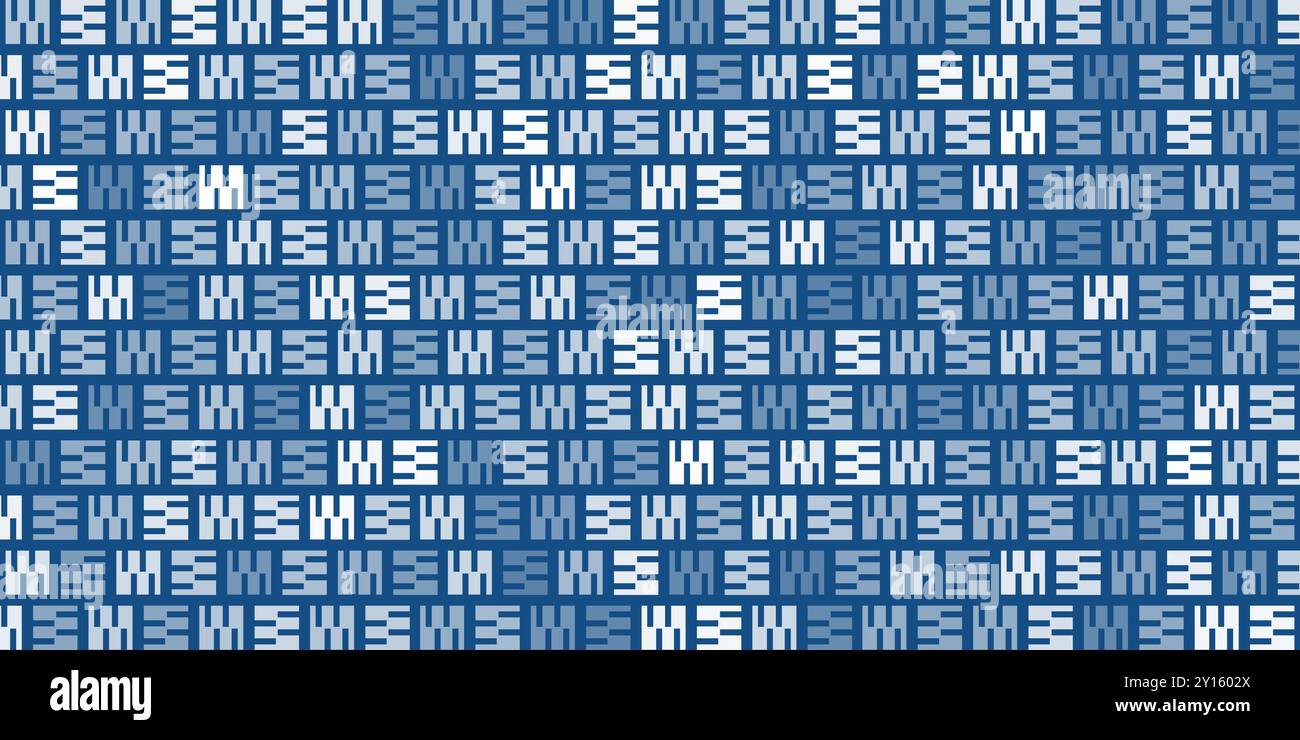 Abstract Geometric Shapes Pattern, Checkered Retro Style Texture on Blue Background, Design Element in Editable Vector Format Stock Vector