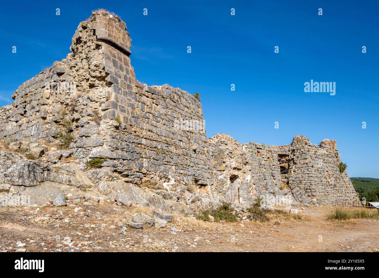 fortified castle, San Leonardo de Yagüe, Soria, Autonomous Community of Castile, Spain, Europe. Stock Photo