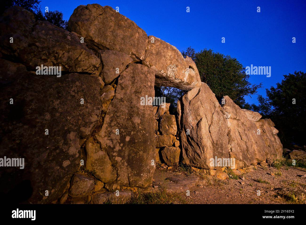 Ses Païsses archaeological site, stretch of wall with main entrance, 1000-800 BC, Artà, Mallorca, Balearic Islands, Spain. Stock Photo