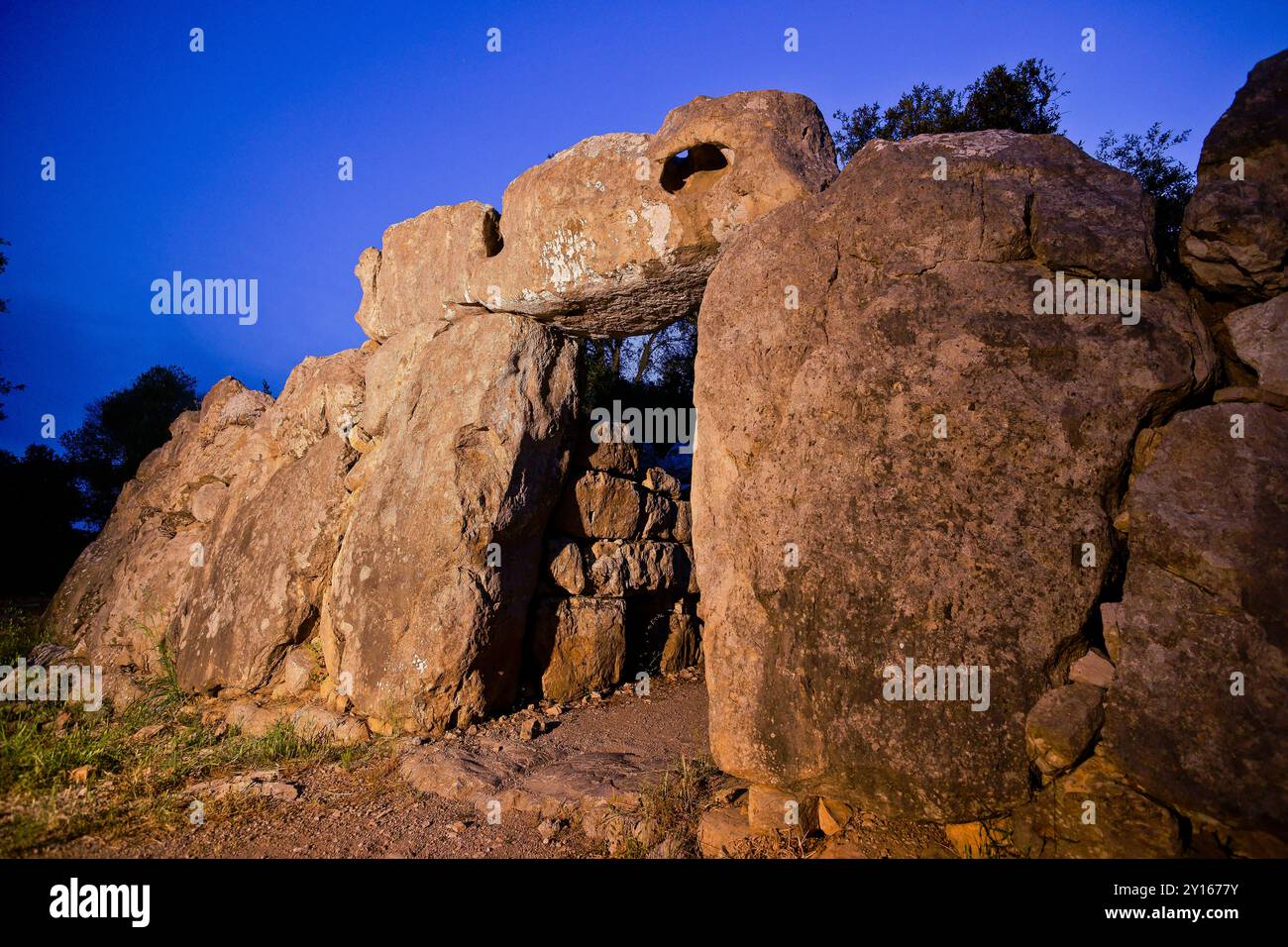 Ses Païsses archaeological site, stretch of wall with main entrance, 1000-800 BC, Artà, Mallorca, Balearic Islands, Spain. Stock Photo