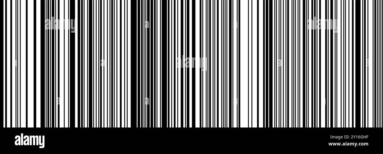 Black and white bar code seamless pattern. Simple vector illustration. 2 bit bg with irregular thin and thick lines Stock Vector
