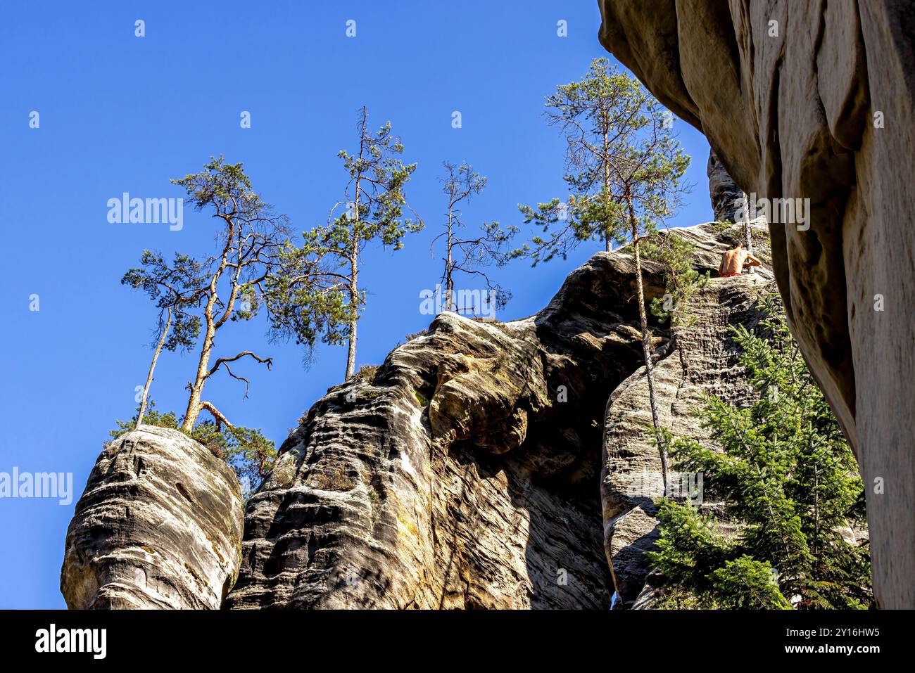 The rock town of Adrspach Weckelsdorf in the Braunau Mountains Stock Photo