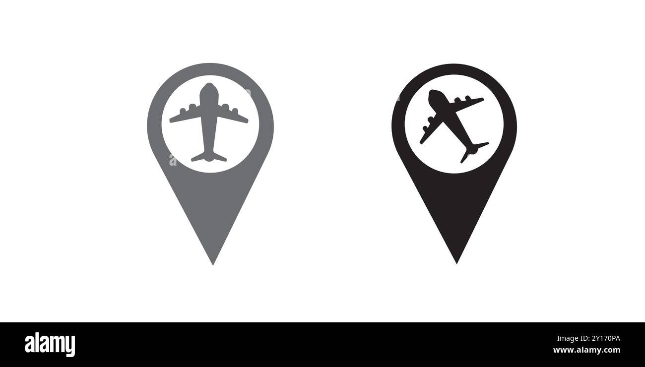 Airport Symbol With Navigation Location Map Pin Icon Vector Stock Vector