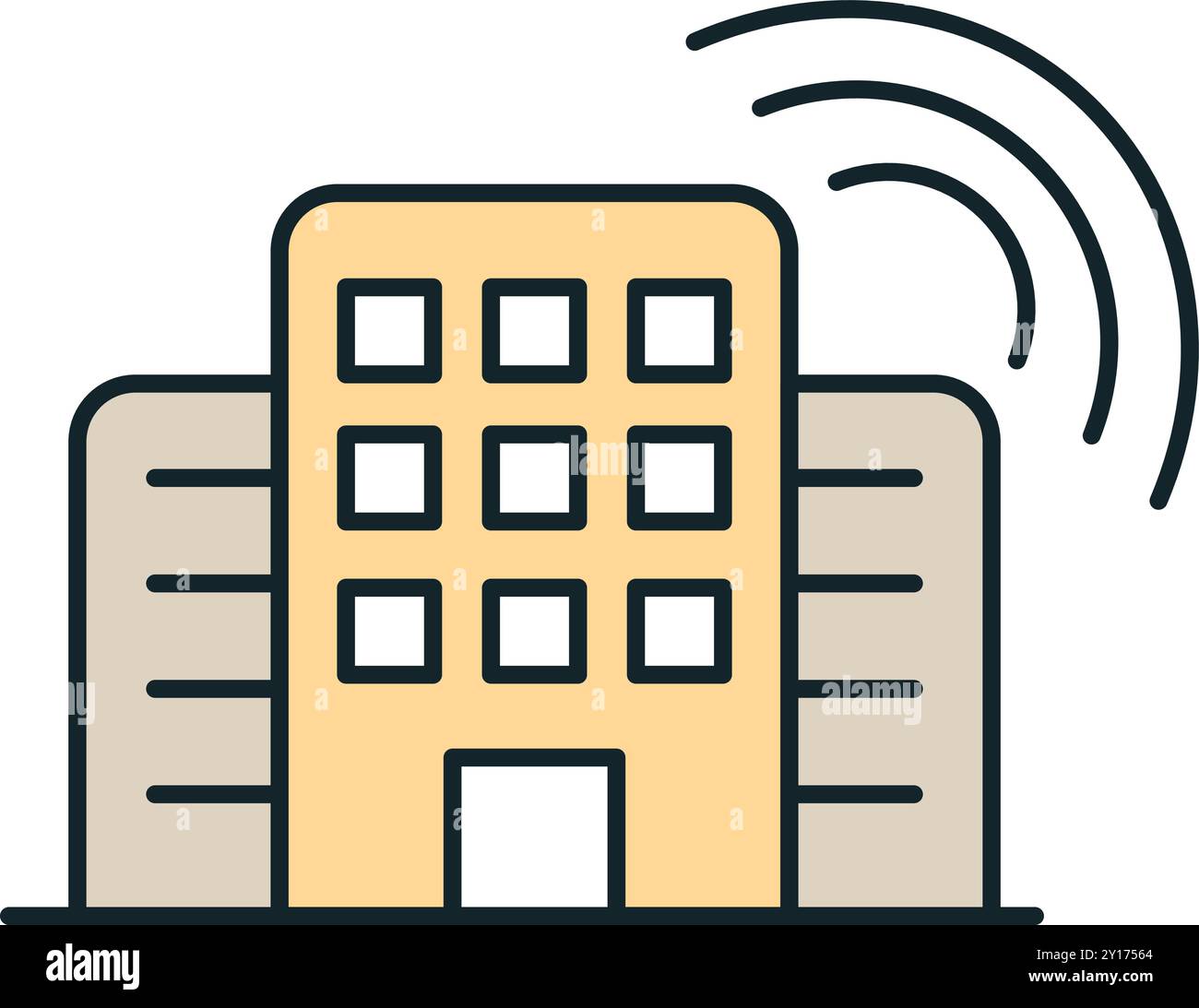 Modern office building sending a wifi signal icon Stock Vector Image ...