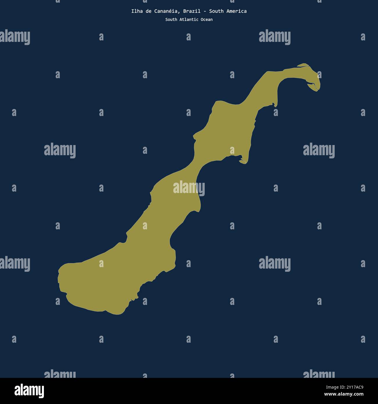Shape of Ilha de Cananeia in the South Atlantic Ocean, belonging to Brazil Stock Photo