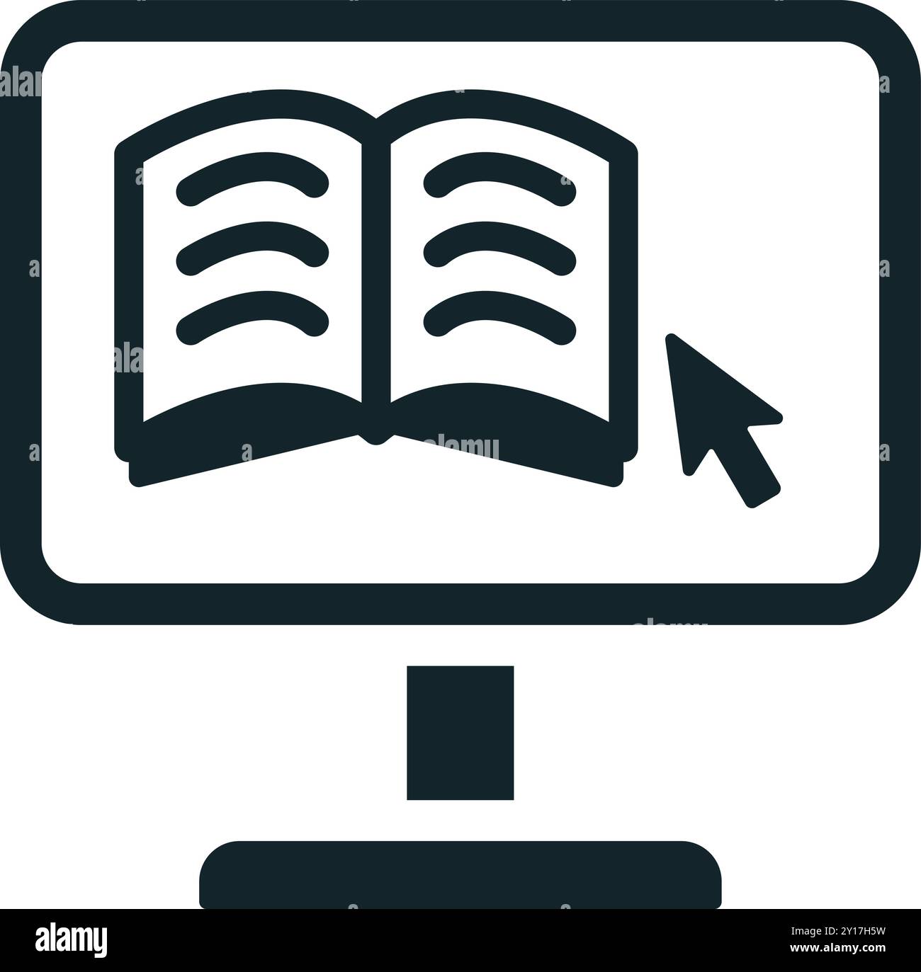 Computer mouse clicking open book online education icon Stock Vector