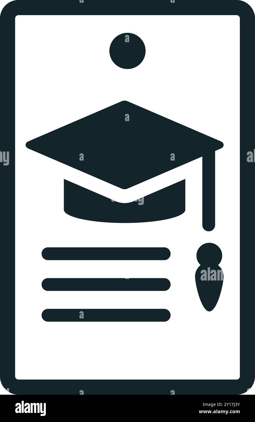 Online education icon showing graduation hat and diploma representing e ...
