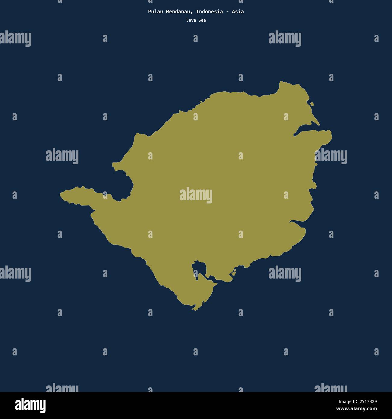 Shape of Pulau Mendanau in the Java Sea, belonging to Indonesia Stock Photo