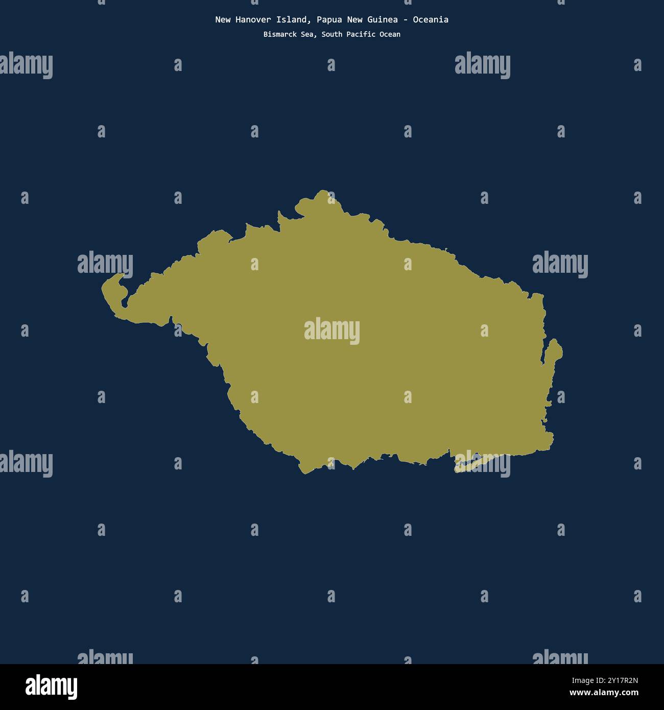 Shape of New Hanover Island in the Bismarck Sea, belonging to Papua New Guinea Stock Photo