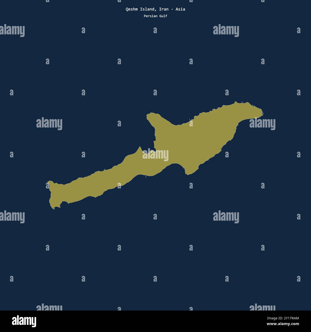 Shape of Qeshm Island in the Persian Gulf, belonging to Iran Stock ...