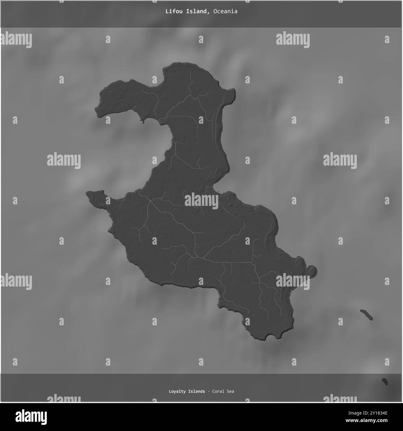 Lifou Island In The Coral Sea Belonging To France Cropped To Square Lifou Island In The Coral Sea Belonging To France Cropped To Square On A Bilevel Elevation Map 2Y1834E 