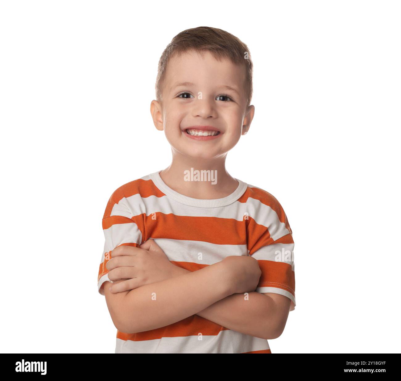 Portrait of cute little boy on white background Stock Photo - Alamy