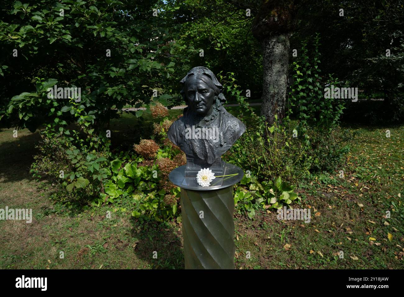 Clara Schumann bust in city Park (Dahlia Garden) in Baden-Baden, Baden Wuerttemberg, Germany Stock Photo