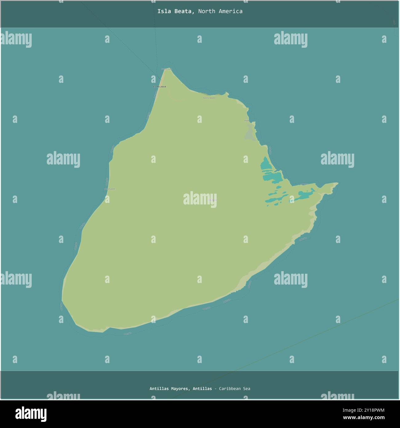 Beata Map Isla Beata in the Caribbean Sea, belonging to Dominican Republic ...