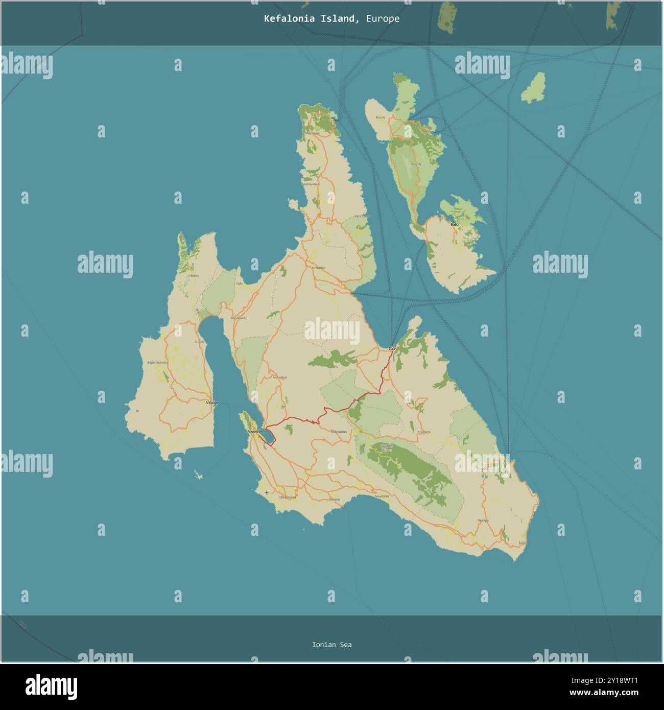 Kefalonia Map.pdf Kefalonia Island in the Ionian Sea, belonging to Greece, cropped to ...