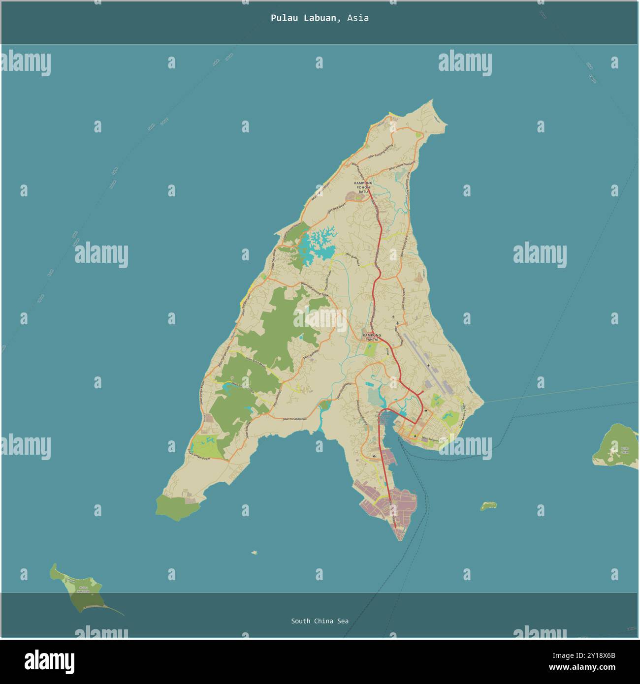 Pulau Labuan in the South China Sea, belonging to Malaysia, cropped to ...