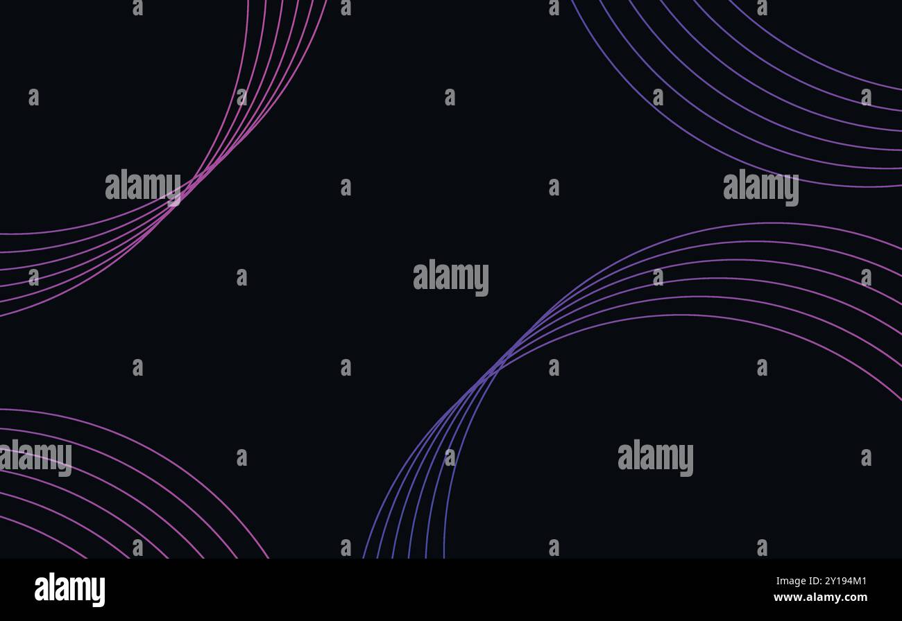 Abstract background with purple curved lines on a black background ...