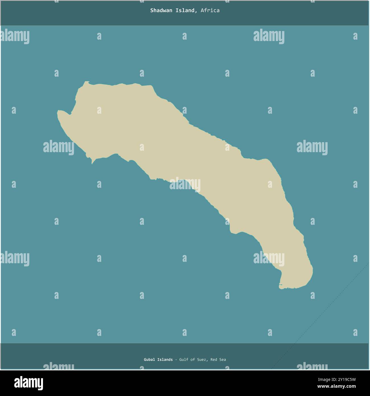 Shadwan Island in the Red Sea, belonging to Egypt, cropped to square on ...