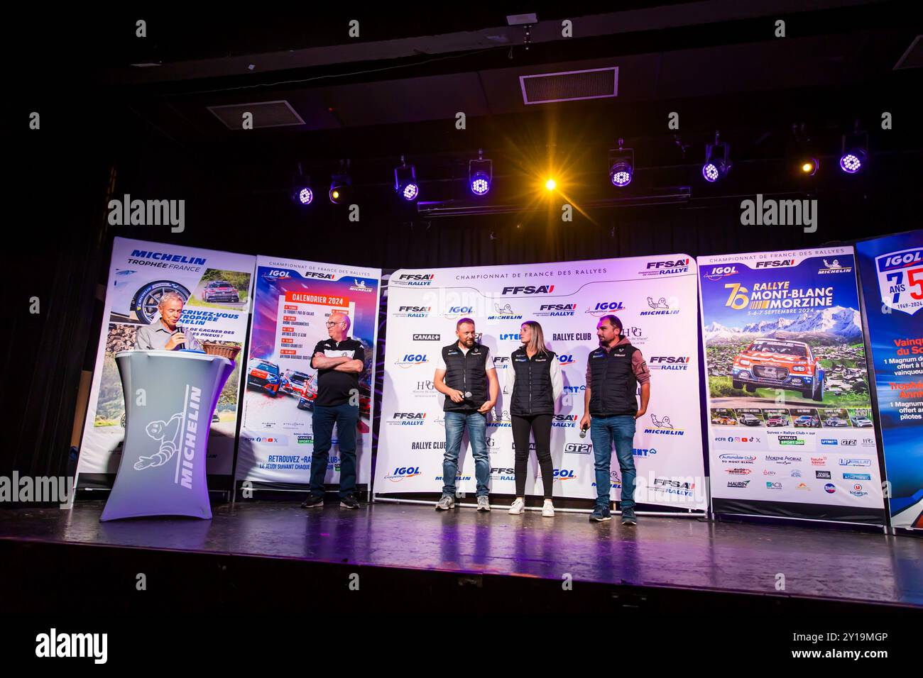 FERRER Josep, GIRAUD Franck, GUILLAUME Sylvain, Renault Clio Rally5, OLEA Charlotte, PAGES Cecile, Renault Clio Rally5, JANNY Jerome, BEAUDOUIN Aurelien, Renault Clio Rally5, portrait during the Rallye Mont-Blanc Morzine 2024, 6th round of the Championnat de France des Rallyes 2024, from September 6 to 9 in Morzine, France Credit: Independent Photo Agency/Alamy Live News Stock Photo