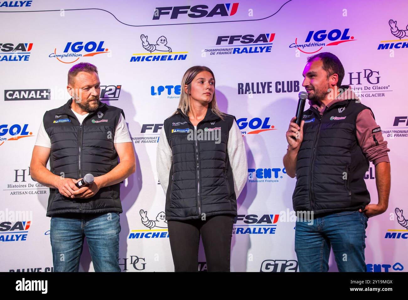 GIRAUD Franck, GUILLAUME Sylvain, Renault Clio Rally5, OLEA Charlotte, PAGES Cecile, Renault Clio Rally5, JANNY Jerome, BEAUDOUIN Aurelien, Renault Clio Rally5, portrait during the Rallye Mont-Blanc Morzine 2024, 6th round of the Championnat de France des Rallyes 2024, from September 6 to 9 in Morzine, France Credit: Independent Photo Agency/Alamy Live News Stock Photo