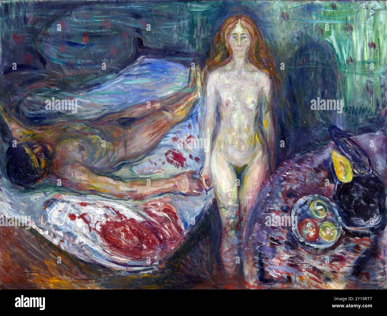 Death of Marat I, 1907, Painting by Edvard Munch Stock Photo