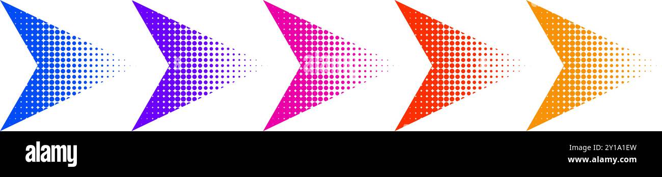 Dotted gradient arrow. Arrow halftone effect. Vector illustration Stock Vector