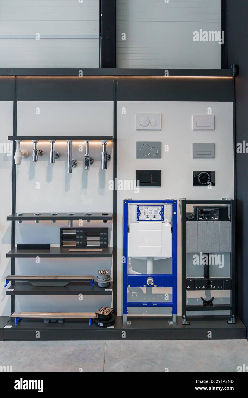 Plumber Display Modern Bathroom Plumbing Fixtures Display in Contemporary Showroom ...
