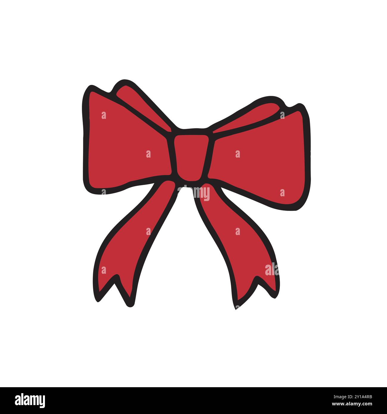 Vector hand drawn red colored bow tie Stock Vector