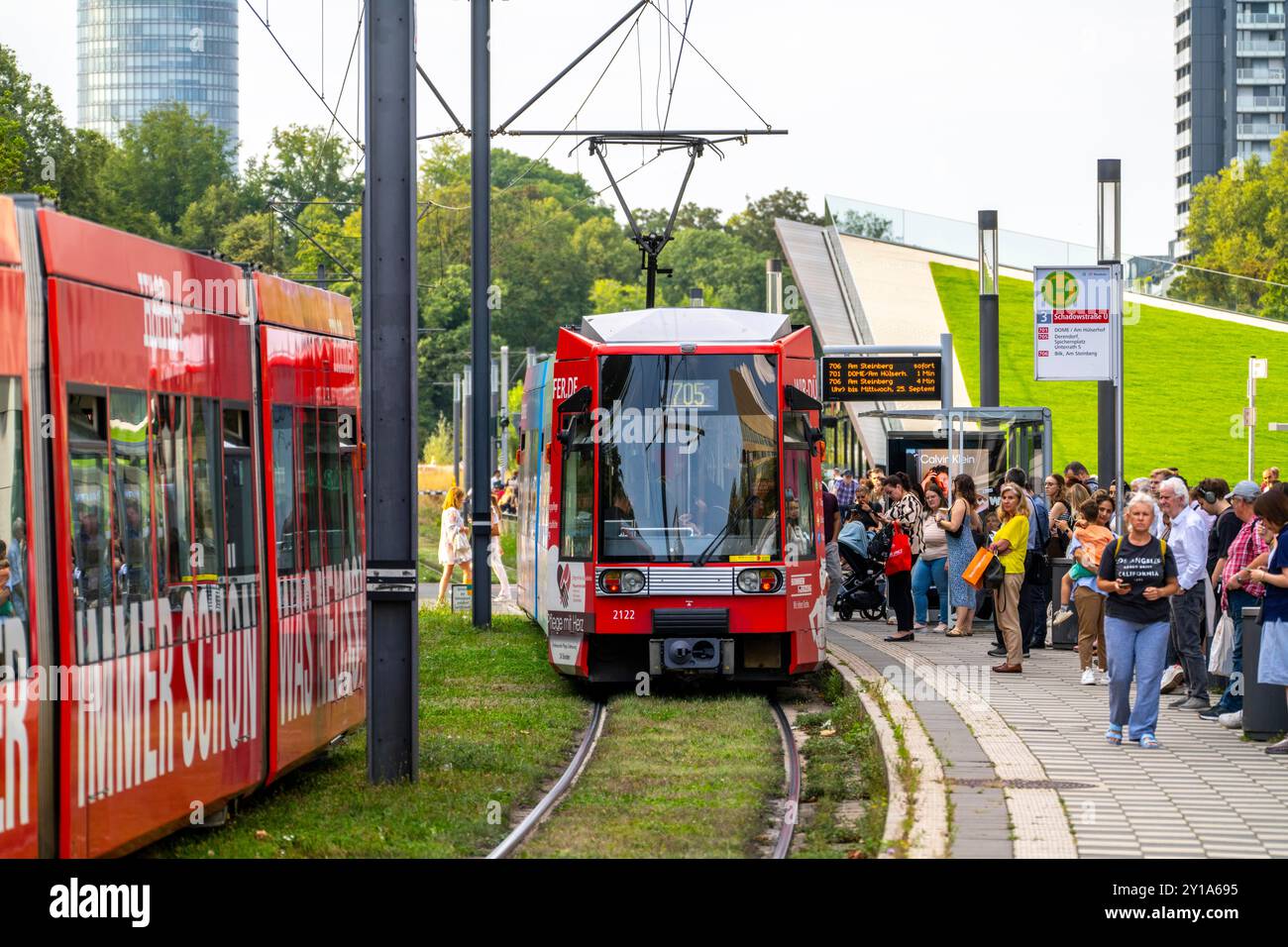 Local transportation, Rheinbahn streetcars, Schadowstraße stop, NRW, Germany, Stock Photo