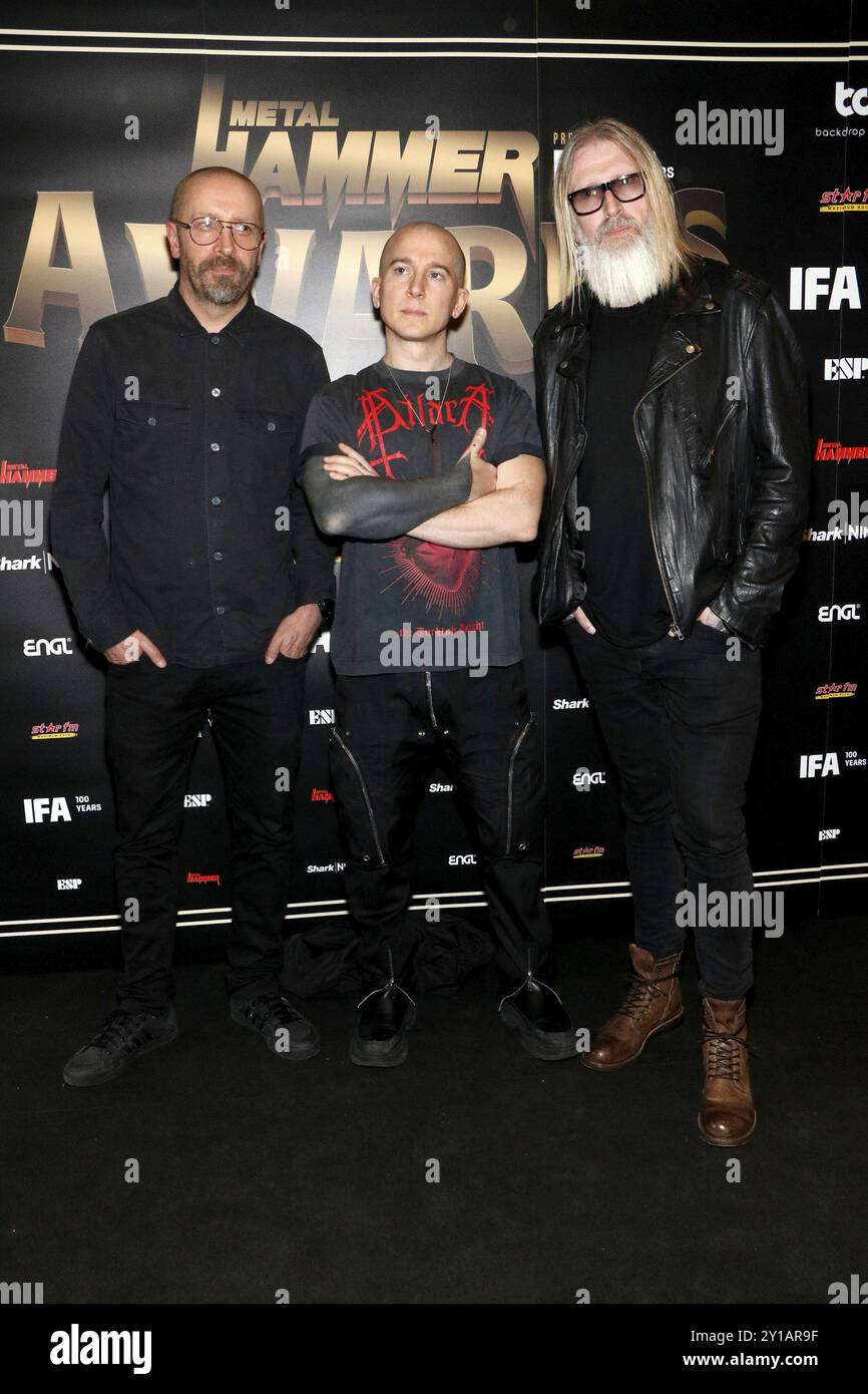 Nick Holmes, Guido Zima and Gregor Mackintosh from Paradise Lost at the Metal Hammer Awards 2024 in the Uber Eats Music Hall. Berlin, 31.08.2024 Stock Photo