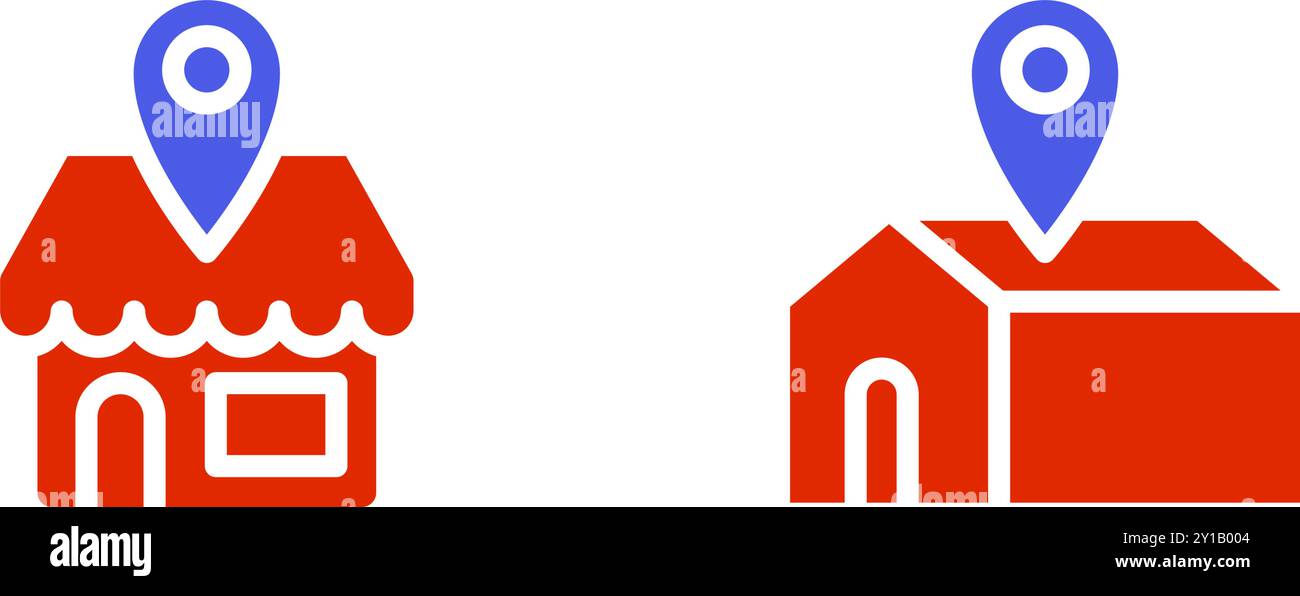 Icon flat colorful pin location store and home, maps delivery. Editable ...