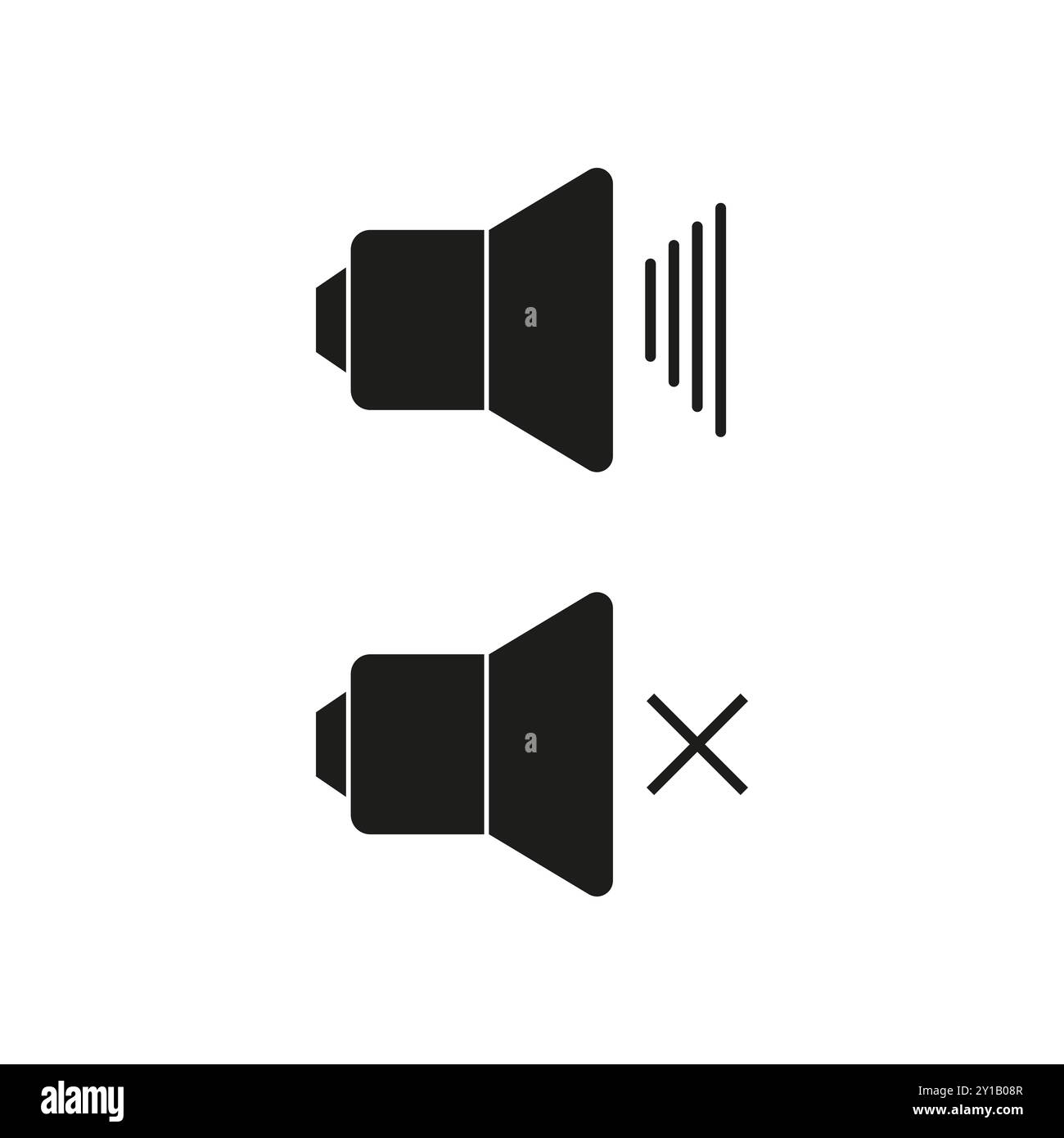 Volume icon. Speaker with sound waves. Mute speaker symbol. Audio control graphic. Stock Vector