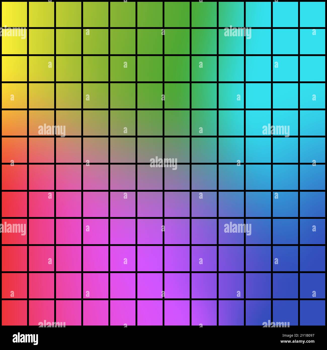 Colorful gradient grid. Vibrant square pattern. Multicolor tiled background. Vector geometric design. Stock Vector