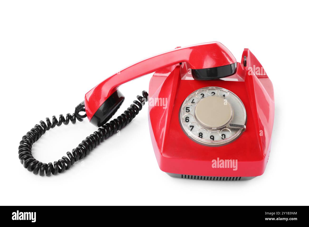 One red telephone with handset isolated on white Stock Photo - Alamy