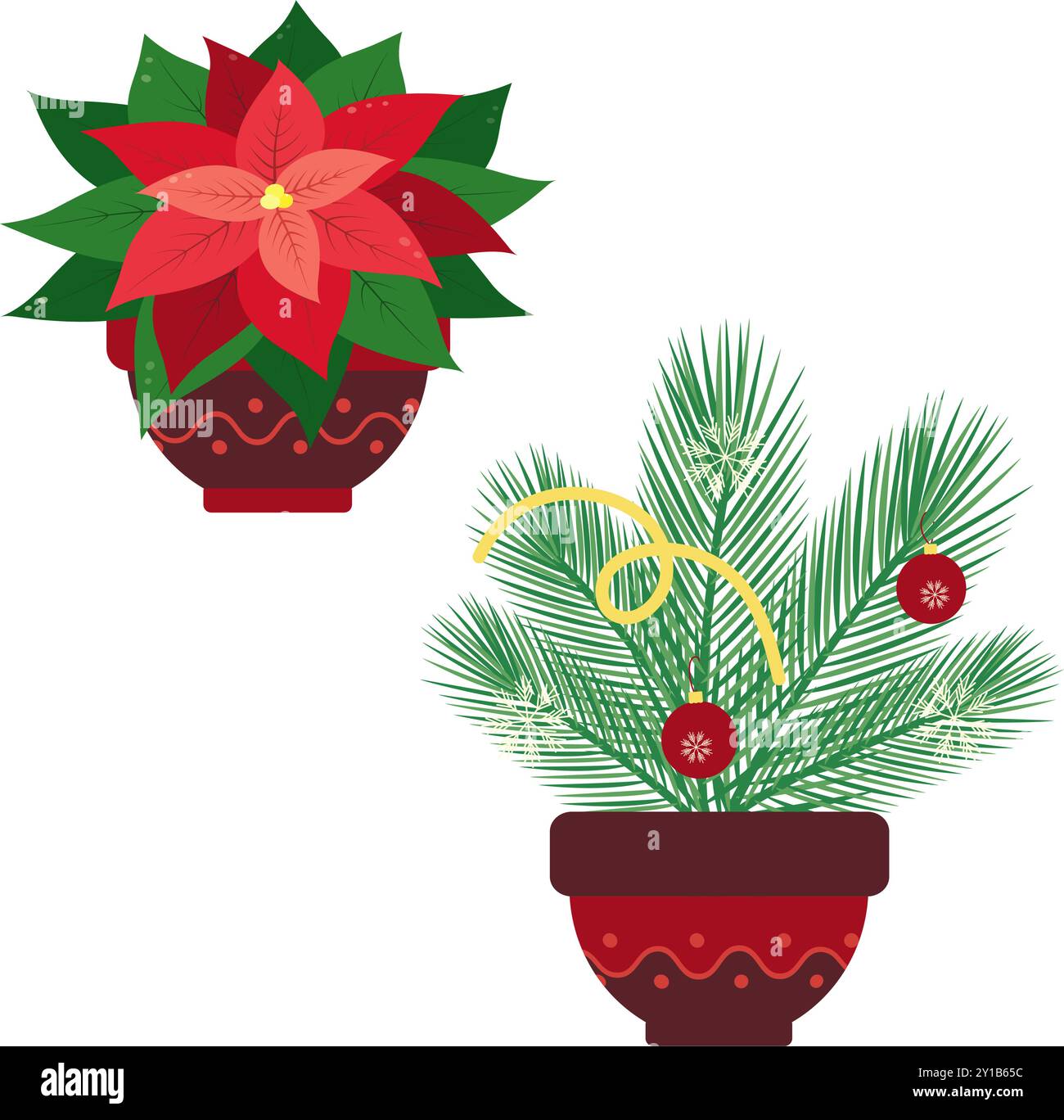 Flat lay snowflakes pine Stock Vector Images Alamy