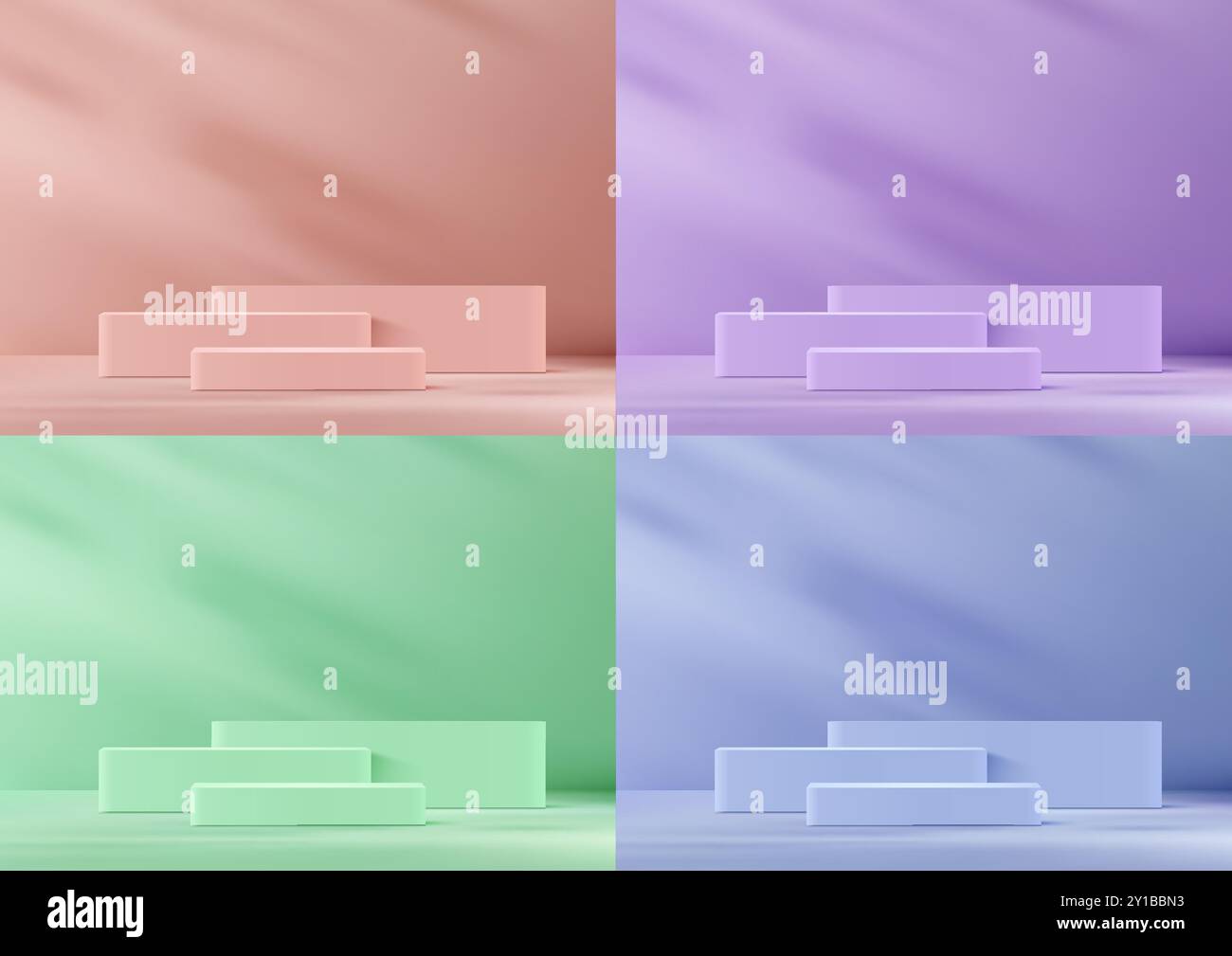 Elegant 3D Bright Color Boxes Podium with Soft Shadow on Soft ...