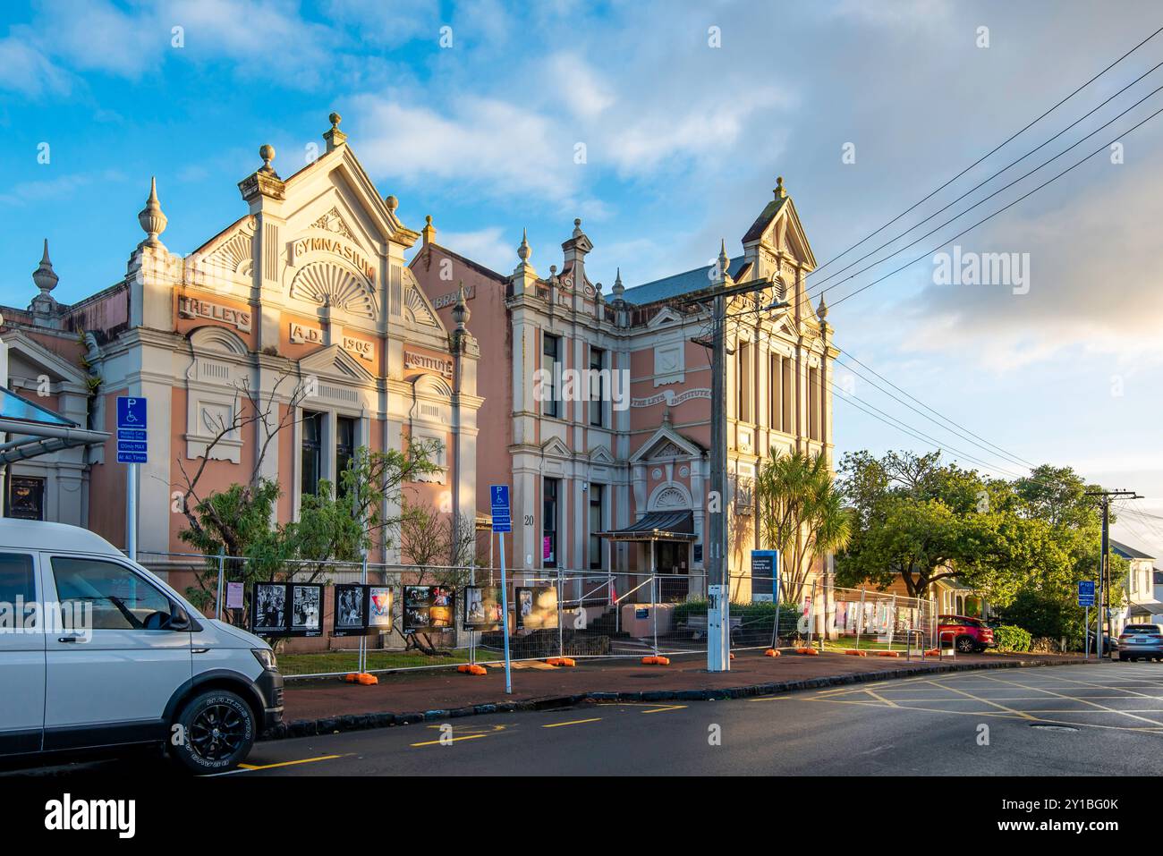 The 1905-06 Leys Institute in Ponsonby, Auckland is built in an Edwardian Baroque style and is currently being renovated with seismic strengthening Stock Photo