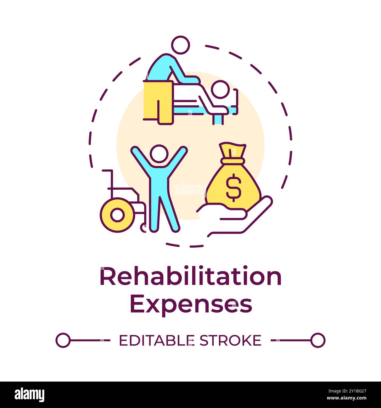Rehabilitation expenses multi color concept icon Stock Vector