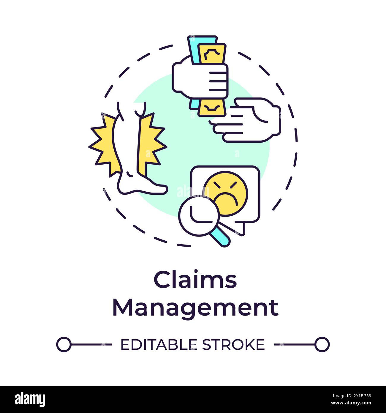Claims management multi color concept icon Stock Vector